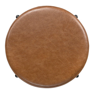 Paola Modern Minimalist Round Backless Metal/Vegan Leather Cushioned Bar Stool - JONATHAN Y